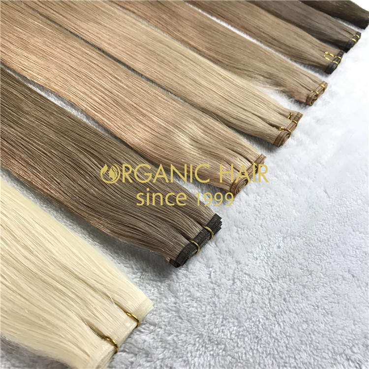 Customized color human full cuticle hair falt wefts X214